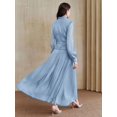 thumbnail image 2 of Baby Blue Ruched High Neck Long Sleeve Maxi Dress For Women, 2 of 30