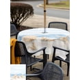 thumbnail image 5 of Outdoor Tablecloth with Umbrella Hole for Patio/Picnic/Party/Camping, Nautical Coastal Waterproof Table Cloth Square Cover Washable, Ocean Starfish Shells Conch Waves Watercolor (54"x 54"), 5 of 8
