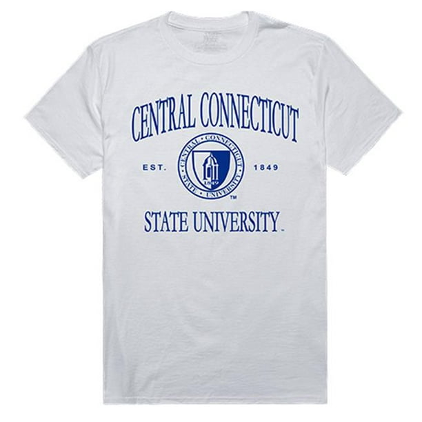 W Republic Vêtements 526-113-WHT-01 Central Connecticut Université d'État Seal Tee-Shirt pour Hommes - Blanc & 44; Petit