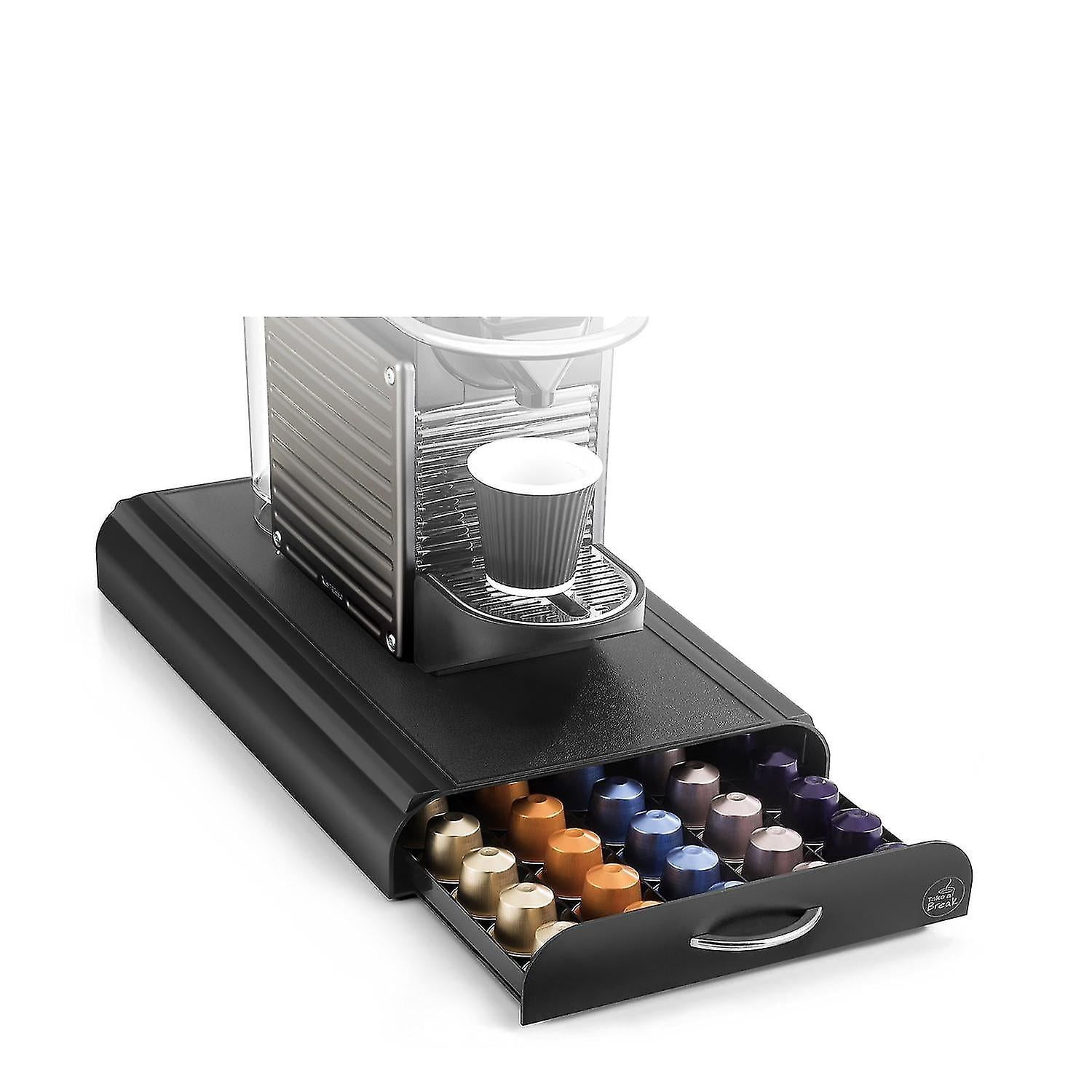 Organisateurs de Canettes Support de machine à Café et Capsules avec 1 Tiroir Noir (HTOOQ))