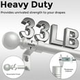 thumbnail image 3 of UniMall Silver Long Curtain Rods for Windows 66 to 120 Inch, Adjustable Heavy Duty 1" Diameter Decorative Curtain Rod with Silver Round Finials, Modern Easy Install Extendable Metal Drapery Pole Set, 3 of 15