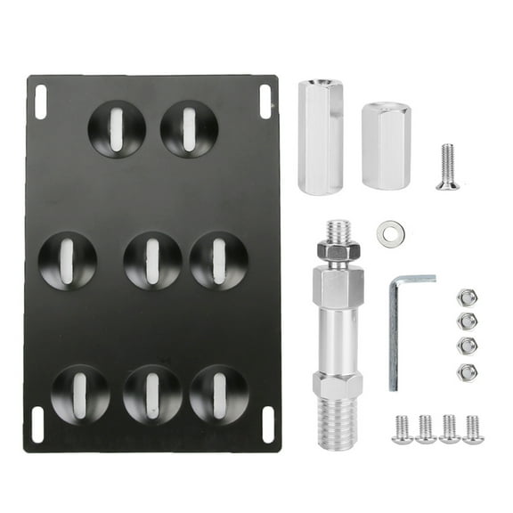 Car Front Bumper Tow Hook License Plate Mount Bracket 8 Holes Adjustable Holder-