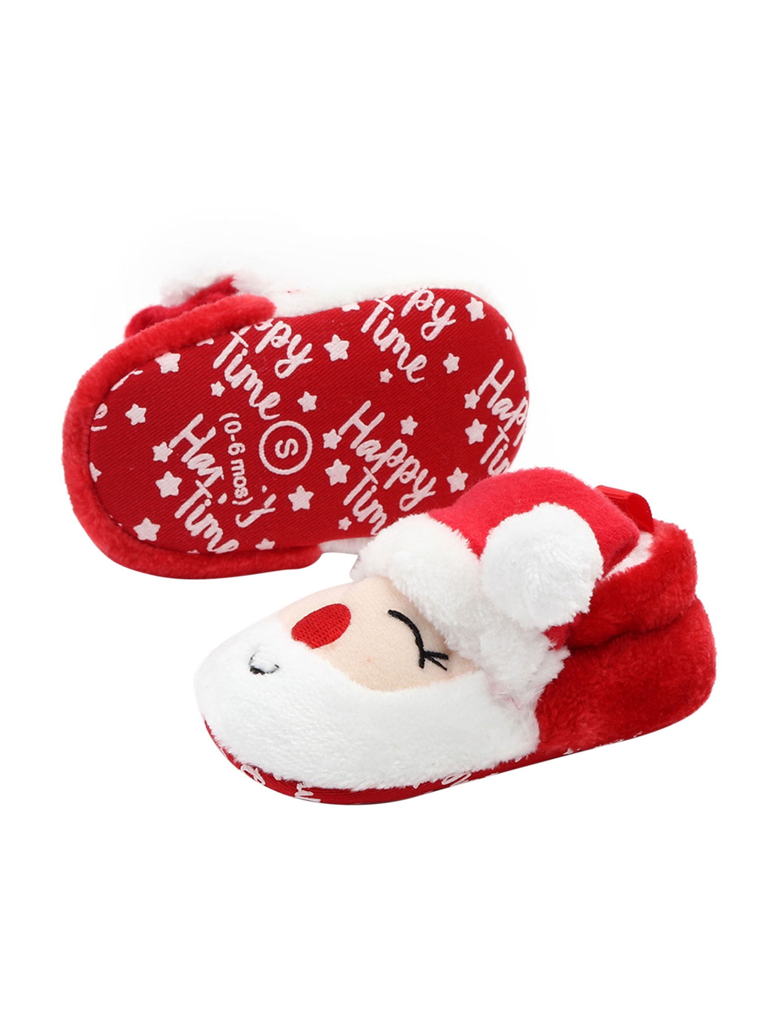 Newborn Infant Baby Christmas Shoes Santa Slippers Anti-Slip Socks Boots Winter Warm Prewalkes - Walmart.com