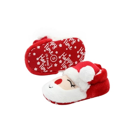

Newborn Infant Baby Christmas Shoes Santa Slippers Booties Anti-Slip Socks Boots Winter Warm Fleece First Walking ShoesSanta Claus 0-13 Months