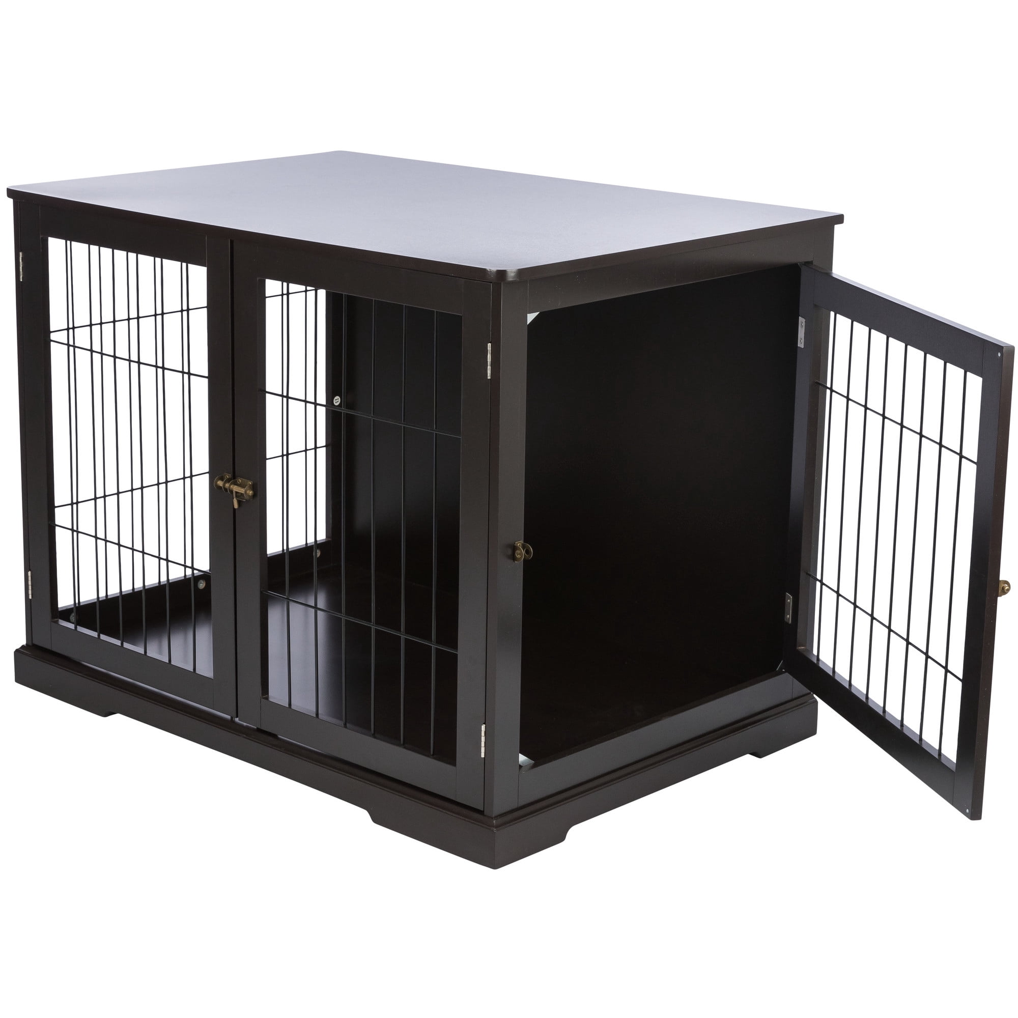 TRIXIE 38.7" Dog Crate, Wooden Indoor Kennel Furniture for Large Dogs Up to 66 lb, Brown