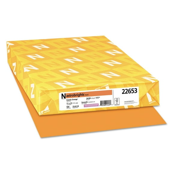 Astrobrights 22653 24 lbs. Bond Weight 11 in. x 17 in. Color Paper - Cosmic Orange (1-Ream)