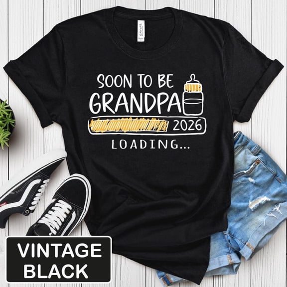 Grandpa 2026 Pregnancy Announcement Tee, Cute Promoted Shirt, Soon-To-Be Grandpa Tshirt, Loading Design, Unisex, Full Size S-5XL