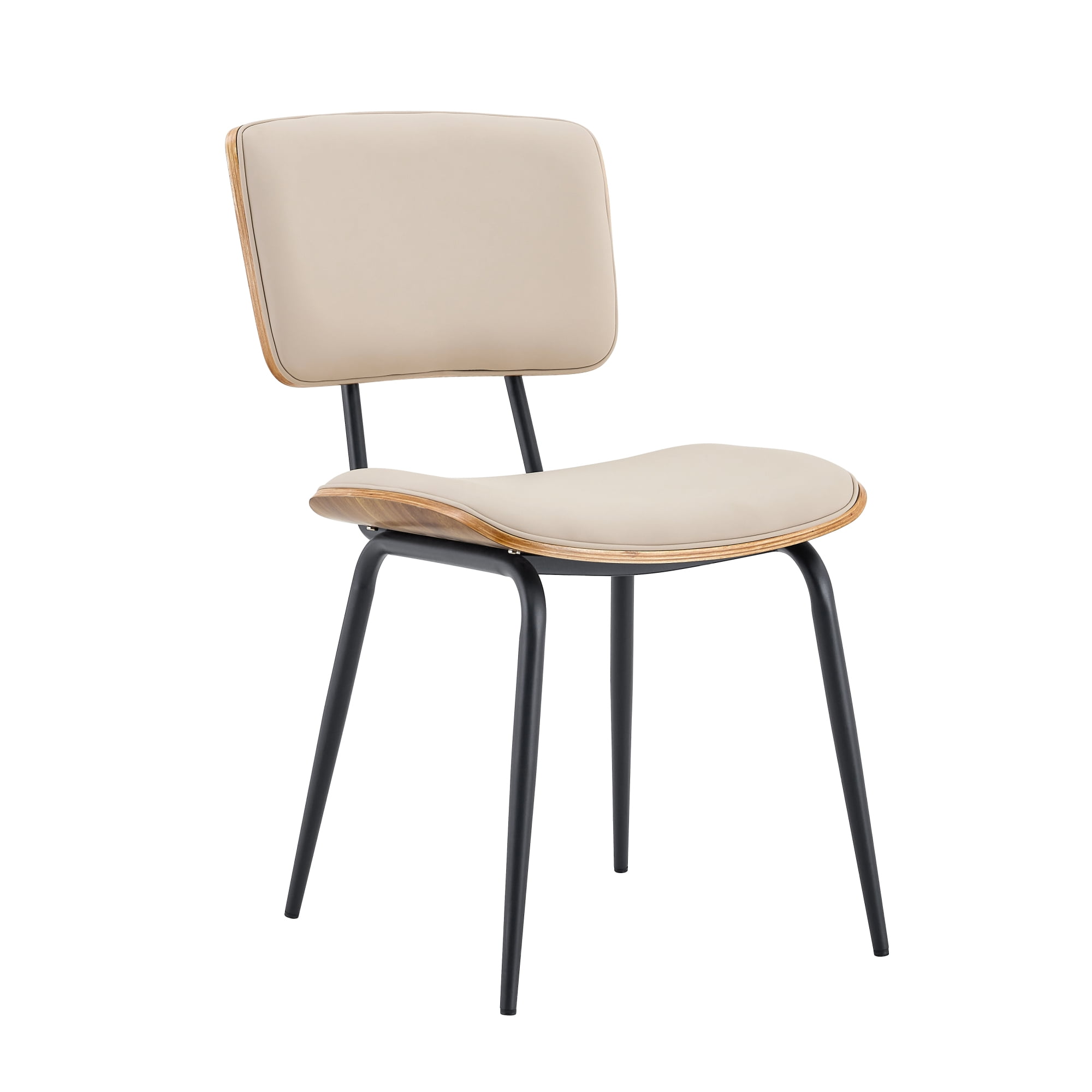 Leumius Dining Chairs Set of 2, Premium Faux Leather Upholstered Dining Room Chairs, High-Resilience Sponge Cushion, Sticker Craft Backrest, Metal Legs with Spray Coating Finish for Dining Room White