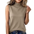 thumbnail image 2 of NTACZA Ladies Tank Tops Casual Mock Neck Knitted Sleeveless Going Out Tops, 2 of 7