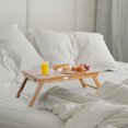 thumbnail image 1 of Foldable Bamboo Wood Computer Table, Portable Breakfast Table Tray Dining Table, 1 of 8