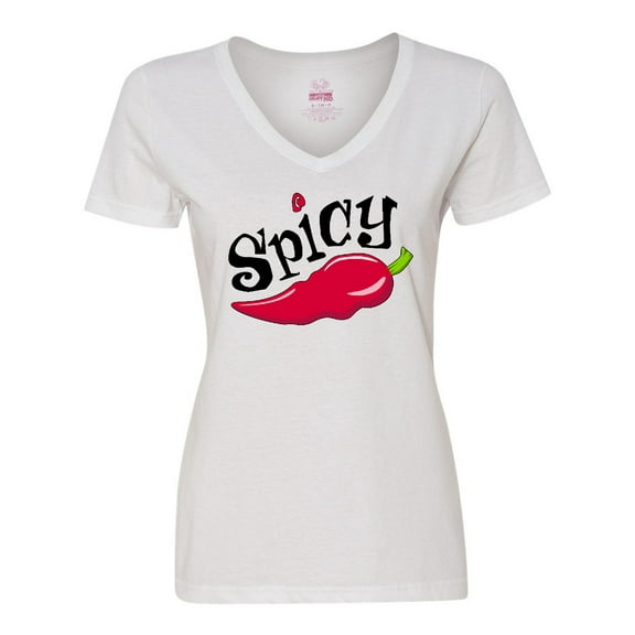 Inktastic Spicy- Hot Chili Pepper Women's V-Neck T-Shirt