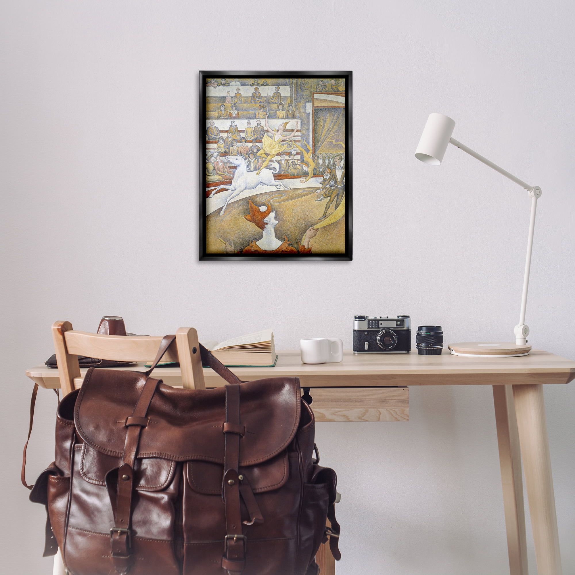 Stupell Industries Classic Seurat Circus People Painting Black Floater Framed Canvas Art Print Wall Art, 25 x 31