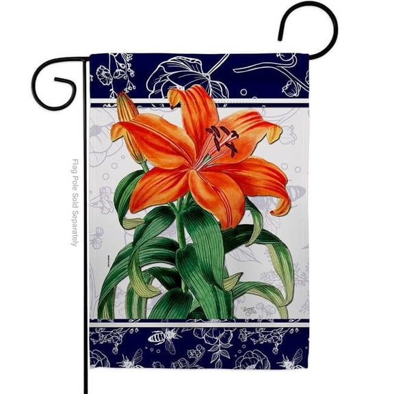 Breeze Decor G154113-BO Lilies Floral Double-Sided Decorative Garden Flag, Orange