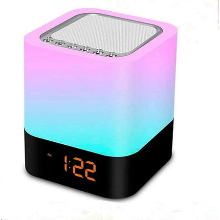 LINLIN Bluetooth Speaker Night Lamp, Touch Bedside Lamp Bluetooth Speaker with Music Player, Alarm Clock Intelligent Voice Reminder for Bedroom, Lounge, Camping, Travelling
