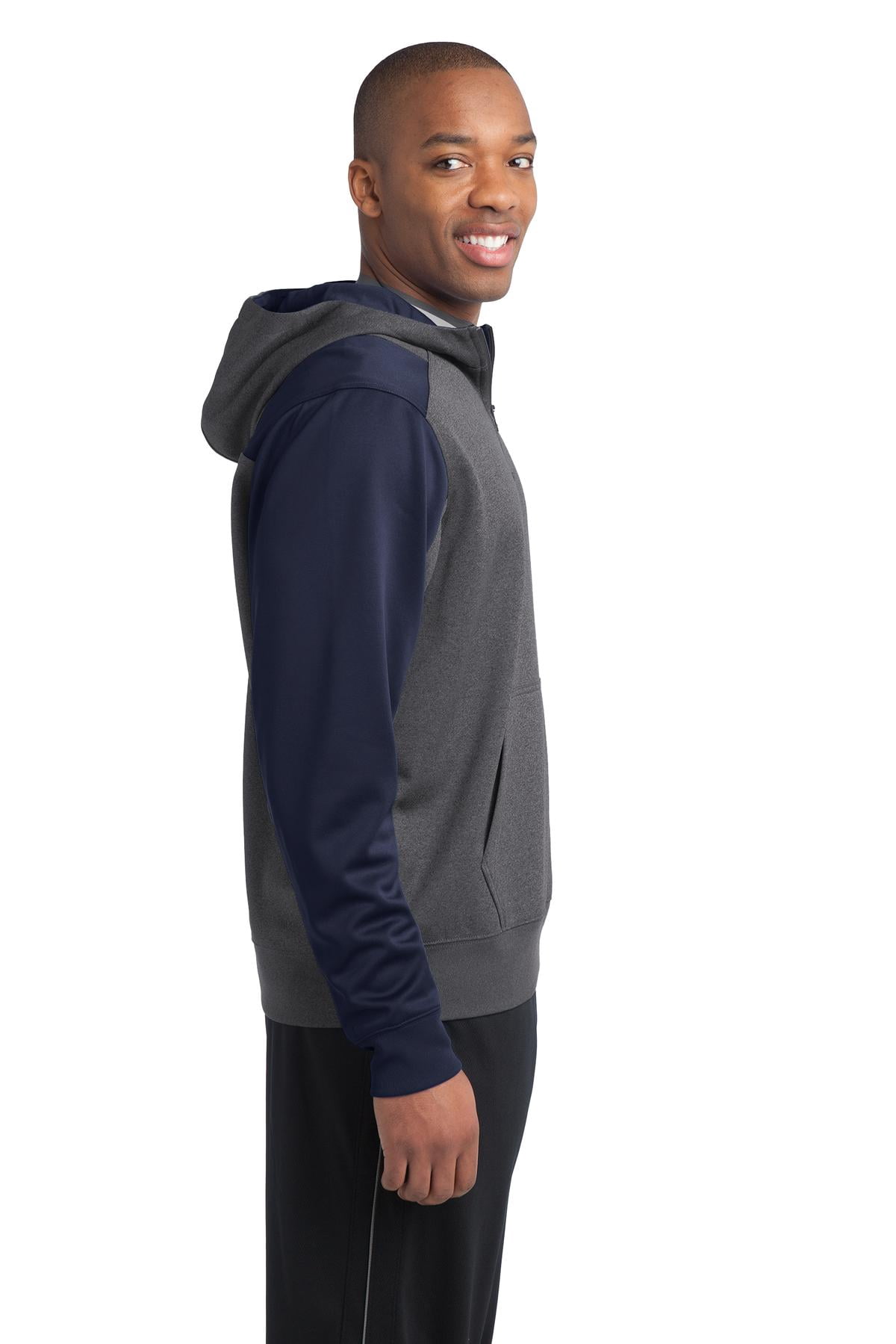 Sport-Tek Tech Fleece Colorblock 1/4 Zip Hooded Sweatshirt-4XL (Graphite  Heather/ Black) - Walmart.com