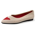 thumbnail image 4 of Beige Womens Loafers Pointed Toe Heart Accent Closed Back Slip On Flat Low Heel Breathable Soft Sole Comfortable Casual Shoes For Everyday Wear Size 38, 4 of 9