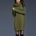 thumbnail image 2 of Meichang Womens Turtleneck Oversized Sweater Dress Chunky Long Sleeve Cable Knit Sweater Dresses Casual Fall Loose Short Pullover Sweater Dress, 2 of 6
