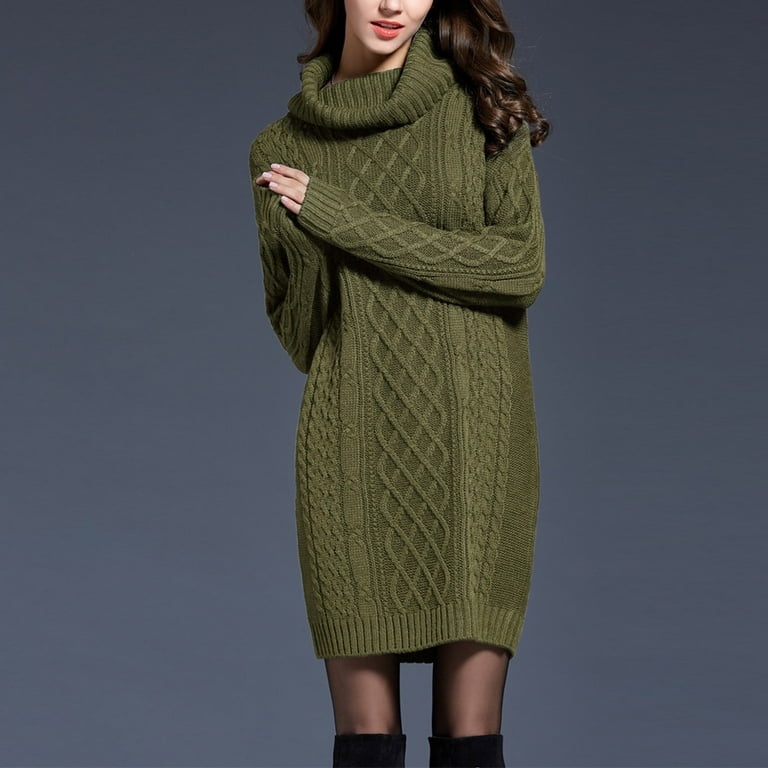 Quinlirra Sweater Dress for Women Plus Size Women's Solid Color
