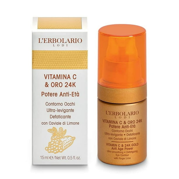 Crema de contorno de ojos L'Erbolario con vitamina C y oro de 24 quilates antiedad
