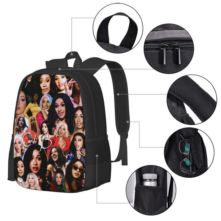 Cardi B Backpack 3d Print Laptop Backpack Lightweight Casual Daypack Bookbag Multi Function Travel Backpack 16.5 In