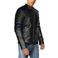 thumbnail image 7 of NomiLeather black leather jacket | mens leather jacket and genuine leather jacket men (Black With Blue Strip ) XXX-Large, 7 of 7