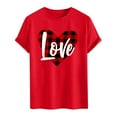 thumbnail image 5 of UVEASISHA Mens Valentine's Day Shirt Plaid Love Heart Print T-Shirts Summer Short Sleeve Crewneck Graphic Tees Regular Fit Fashion Vacation Tshirt Red XXL, 5 of 6