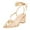 Gold, variant on XYD Women Classic Square Open Toe Mid Block Chunky Heel Slingback Tie Up Ankle Strap Sandals Bridal Dress Shoes Size 7 Nude