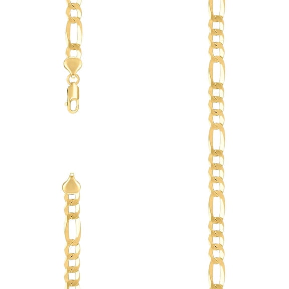 925 Sterling Silver Super Flat Figaro Chain Gold Plated 7.8mm Necklace 18 Inch Chain Necklace for Women and Men