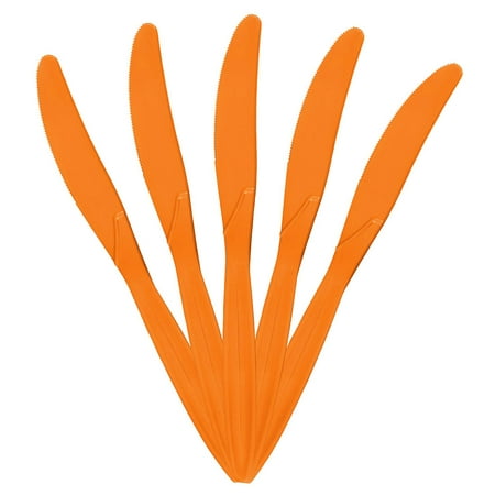 JAM Paper Big Party Pack of Premium Plastic Knives Orange 100/Box