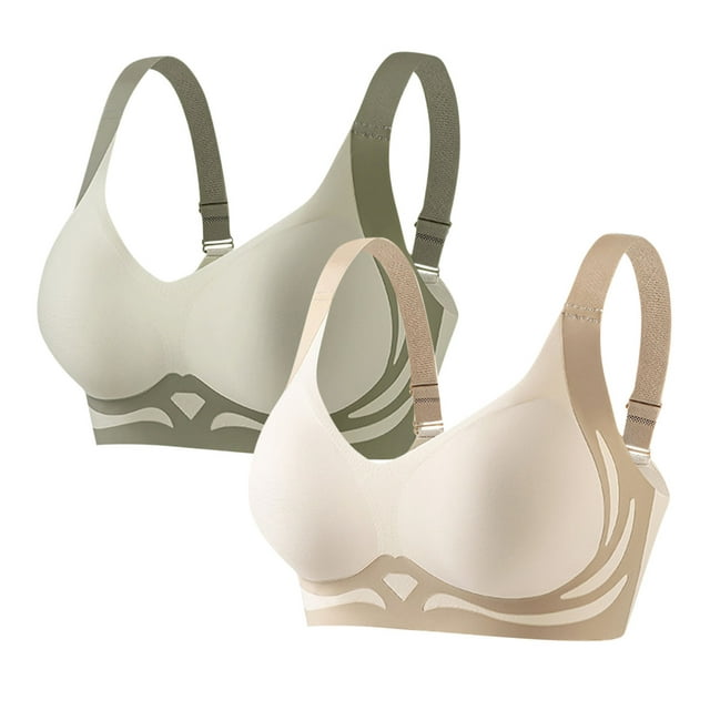 Women's 2 PCS Push Up Bralettes Color Block No Underwire Bras Full Coverage Lifting Soft Cup Everyday Bras Multicolor, 36/80B
