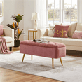 thumbnail image 3 of Topeakmart Modern Velvet Upholstered Storage Bench with Metal Legs for Bedroom, Pink, 3 of 10