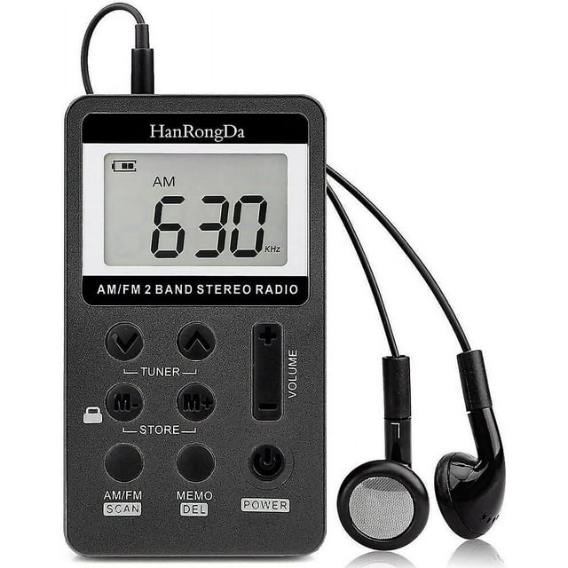 Mini Portable Stereo Radio,rechargeable,dsp Am Fm 2 Band Digital Receiver With Earphone(black)