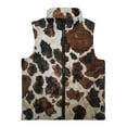 thumbnail image 4 of Xoenoiee Vintage Brown Cow Pattern Girls Boys Zippered Vest Sleeveless Coat Stand-Up Collar Warm Soft Fleece Outerwear Jacket with Pockets, 7-8 Years, 4 of 7