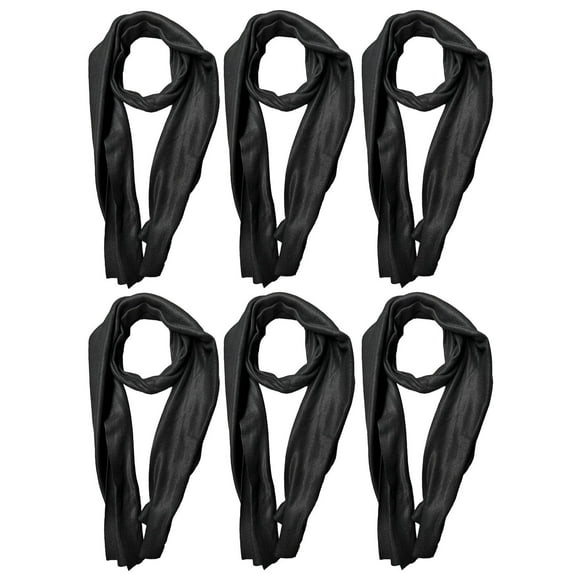 Yacht & Smith Warm Fleece Knit Winter Neck Scarfs and Bulk, Unisex Black, Plaid Stripe Design (6 PACK FLEECE BLACK A)