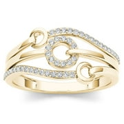 1/8ct TW Diamond 10K Yellow Gold Stacked Loop Fashion Ring