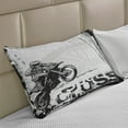thumbnail image 2 of Motorcycle Knitted Quilt Pillowcover, Motocross Racer Image Grungy Background Poster Style Monochromic Art Print, Standard King Size Pillow Cover for Bedroom, 30" x 20", Black White, by Ambesonne, 2 of 2