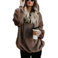 thumbnail image 3 of Sudaderas con capucha difusas para mujer, suéter con bolsillos extragrandes y acogedores, sudadera con capucha, sudaderas con capucha de lana atlética Xemadio LRWJ211-2, 3 of 6