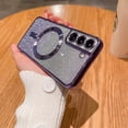 thumbnail image 2 of Electroplating gradient glitter phone case with magnetic suction function, simple but not too cute, for Samsung Galaxy S23 S22 S21 S20 Ultra Plus Note20 Note10 Phone Case (Dark Purple,S23 Plus), 2 of 8