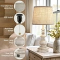 thumbnail image 6 of Table Lamps for Bedrooms Set of 2 Farmhouse Bedside Lamps for Nightstand with USB Charging Ports Traditional Side Table Lamps for Living Room Wooden Finish, Pull Chain, Bulbs Not Included, 6 of 8