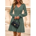thumbnail image 4 of Vestido Suéter PRETTYGARDEN Verde Oscuro Cuello en V Talle S, 4 of 8