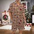 thumbnail image 2 of Tiweut Women's Pajamas Sets Christmas Multicolored Floral Printed Silk Satin Short Sleeved Lapel Button Up T-Shirts and Shorts Set Ladies Sleepwear Suit,Z1 Brown,3XL, 2 of 4