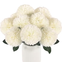 12 Pcs Artificial Chrysanthemums Flowers Ball Flowers, Fake Mums Flowers White Silk Flowers for Spring Home Decor Indoor Floral Arrangement Table Centerpiece (12, White)