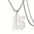 thumbnail image 1 of 1pc Stylish Stainless Steel Men's Athletes Number Pendant Necklace - Perfect for Baseball, Basketball, and Football Teams - Long Chain Necklace with Sports Number - Ideal Gift for Boys, 1 of 5
