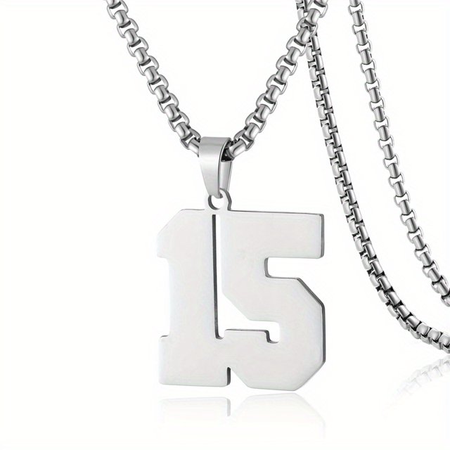 1pc Stylish Stainless Steel Men's Athletes Number Pendant Necklace - Perfect for Baseball, Basketball, and Football Teams - Long Chain Necklace with Sports Number - Ideal Gift for Boys