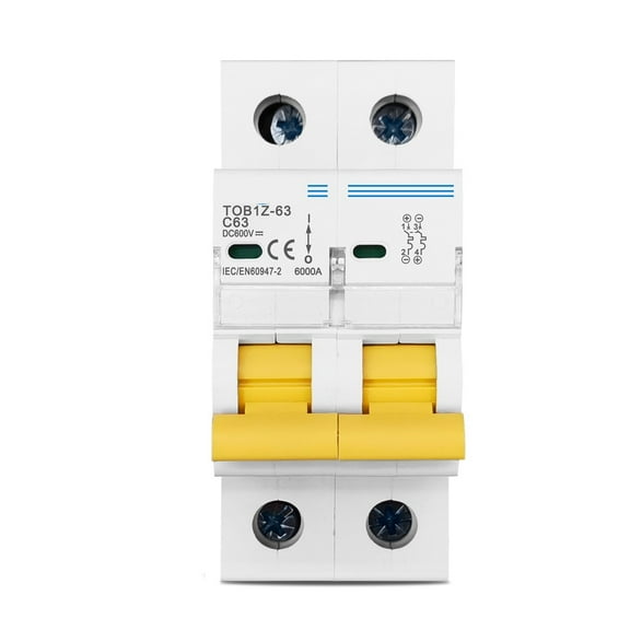 2P DC 600V Circuit breaker MCB C curve single pole direct-current fuse for PV