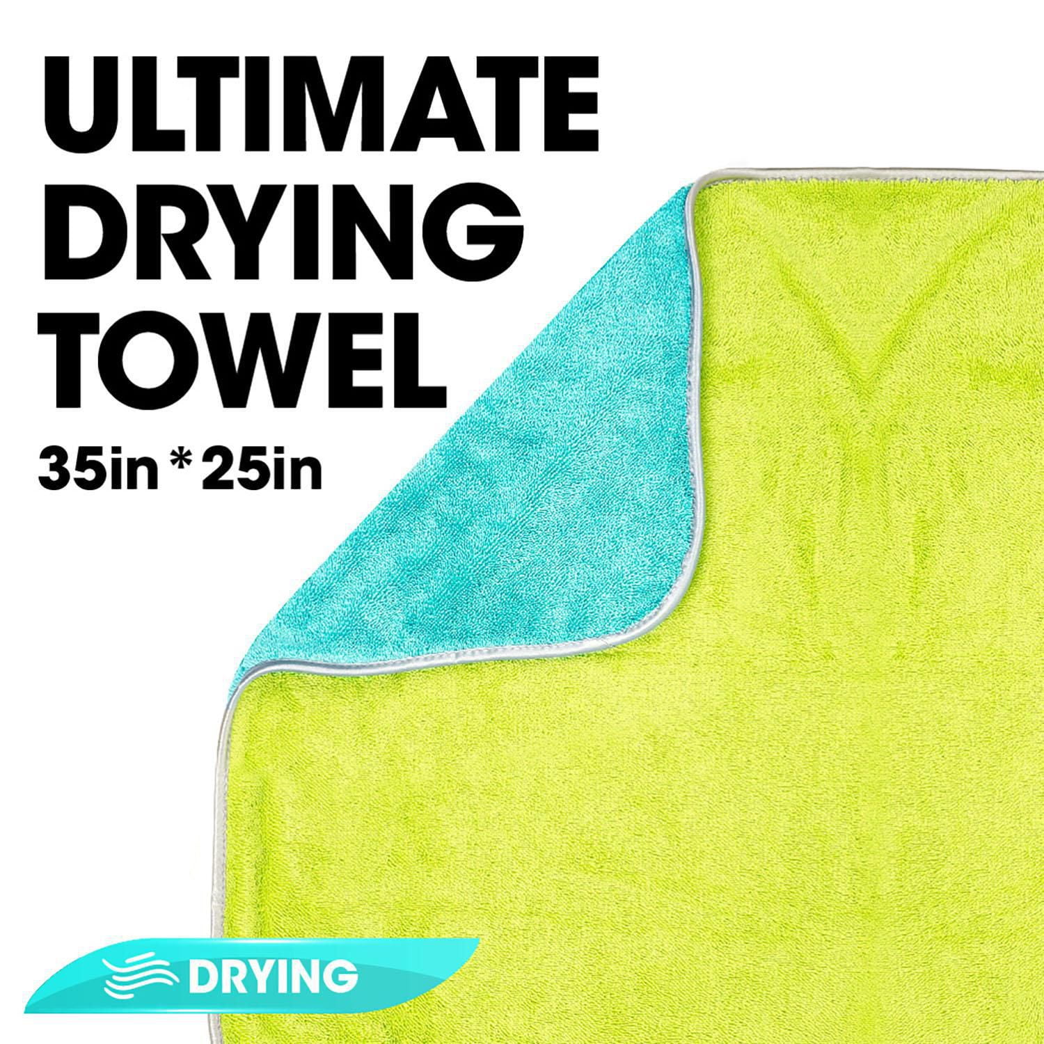 Autocraft Drying Towels, Grey/Lime Premium Microfiber, 35"x25", Long