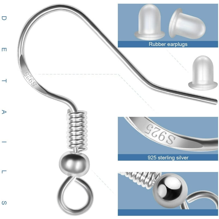 Sterling silver 925 kidney earring hook 25x10mm No.25