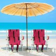 thumbnail image 2 of Folding Beach Chair Set of 2 for Adults, Portable Backpack Foldable Camping Chair with Headrest Cup Holder and Wooden Armrests, Rose Pink, 2 of 9