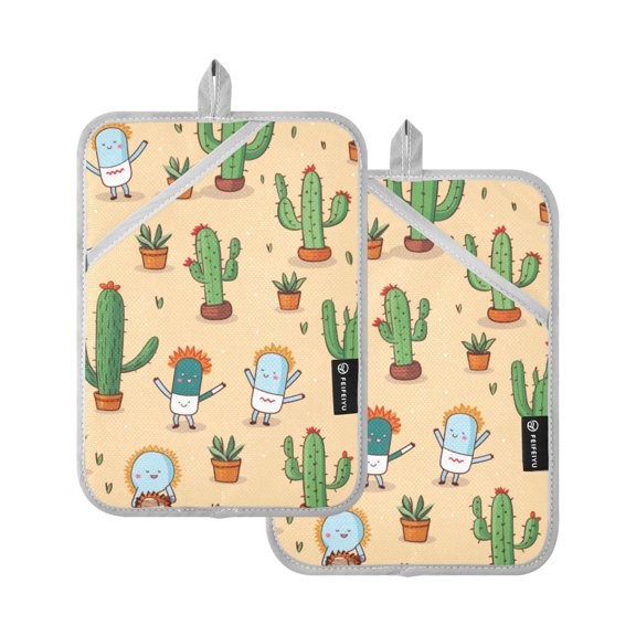 ALAZA Cactus Pot Holders Set of 2 Heat Resistant Kitchen Oven Mitts