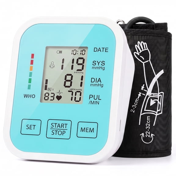 Automatic Upper Arm Digital Blood Pressure Monitor, Home BP Machine with Voice Prompt, Large Screen, Dual‑User Memory Storage, Adjustable Cuff for Household Use